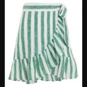 Rails Etienne Wrap Mini Skirt Green & White Stripes XS